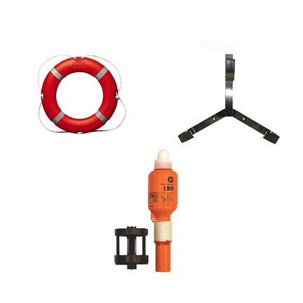 Lifebuoys, brackets and lights