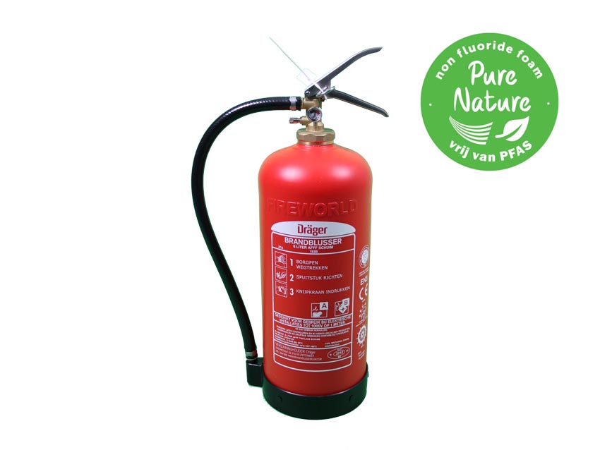 SG00168 Dräger Foam Extinguisher PFAS free Composite  9 liter AB (stored pressure) This UV treated de-ionised water and PFAS Free Foam fire extinguisher is environmentally friendly and will help minimise your environmental impact and do not contain fluor chemicals which are known to contaminate the environment and have a long-lasting detrimental effect.