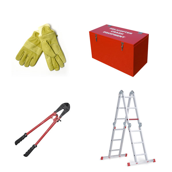 Helicopter deck rescue equipment and PPE's